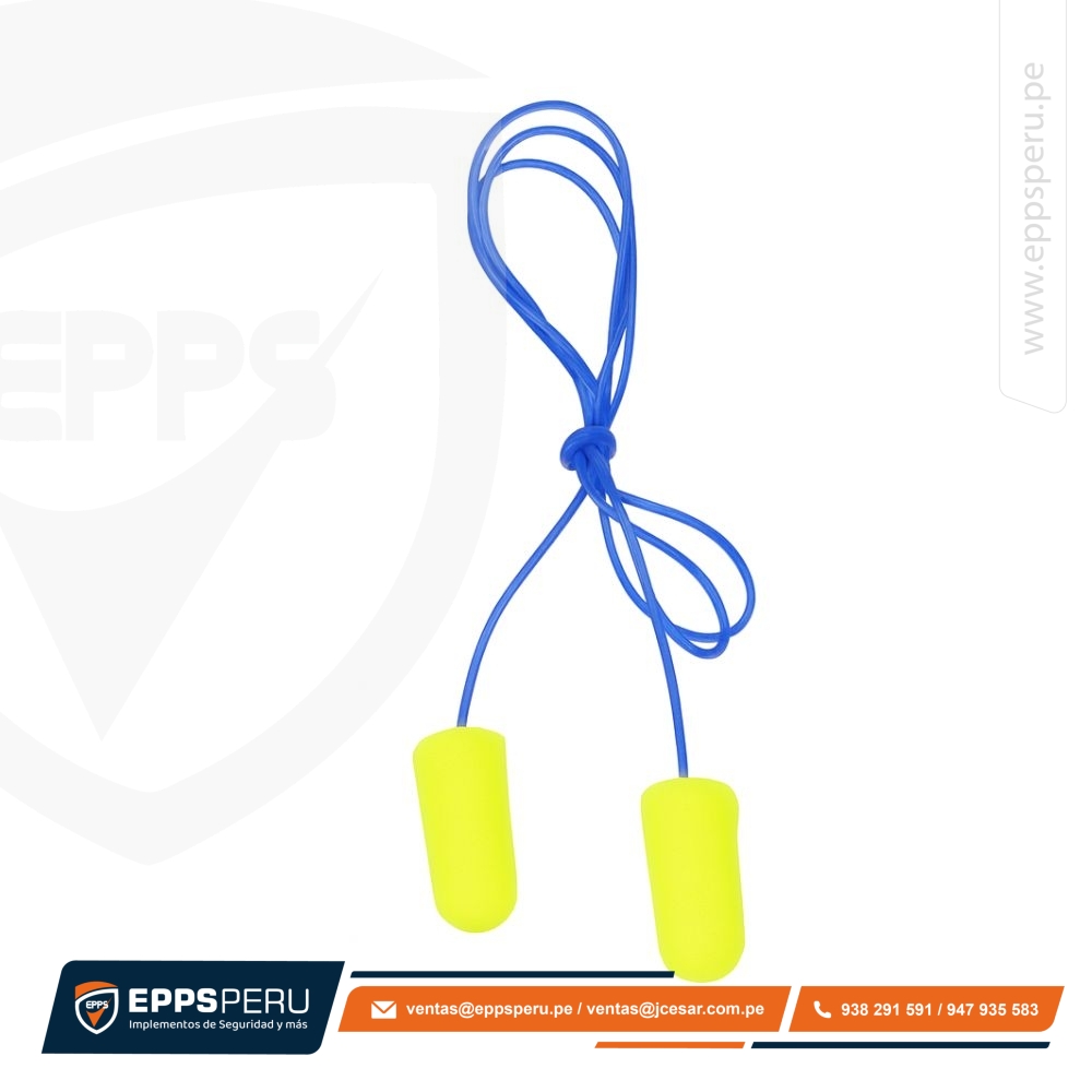 E-A-Rsoft Yellow Neons Tapones Auditivos con Cuerda, Bolsa Plástica, Conservación Auditiva, 311-1250