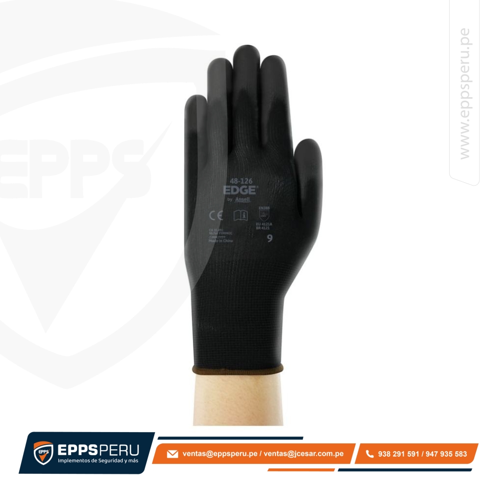 Guantes Poliéster/Poliuretano Negro 48-126 Ansell