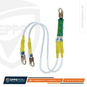 Línea de Vida/Conexión Doble de Cabo Torcido de 5/8″, con Amortiguador de Caída Factor 2, Tres Ganchos de 3/4″ DC2PF2 Hauk
